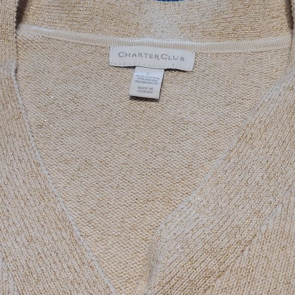 Charter Club Gold Threaded Sweater - Size L - Preloved - Picture 1 of 4